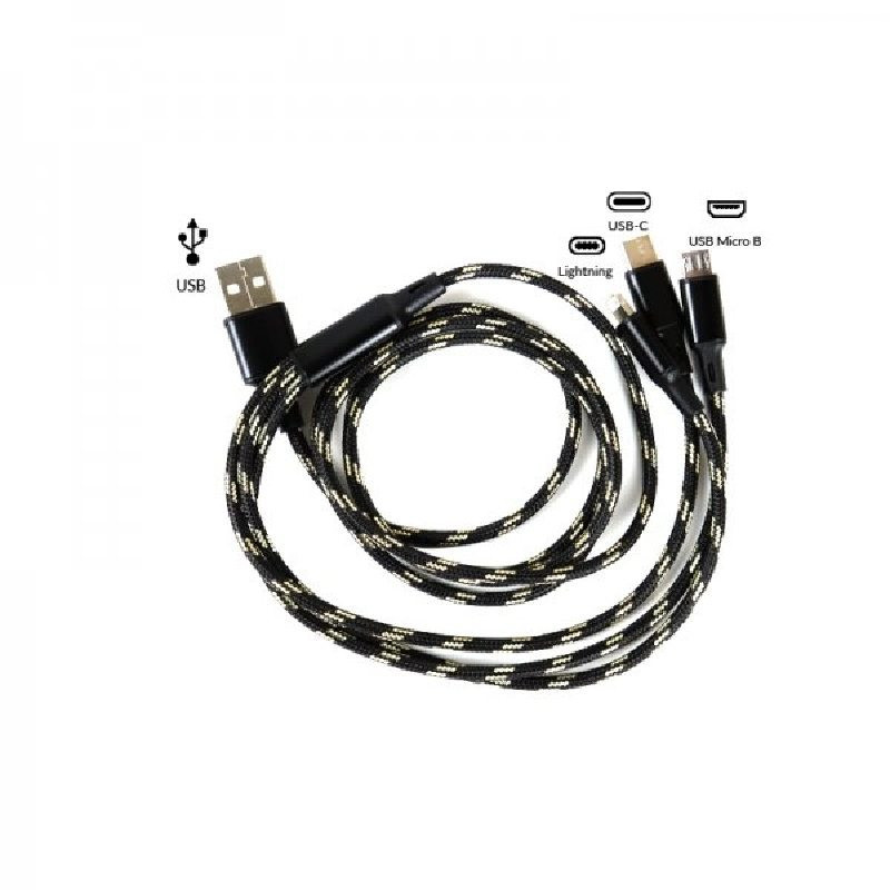 Câble USB tressé 3 en 1 - Charge rapide (1/1)